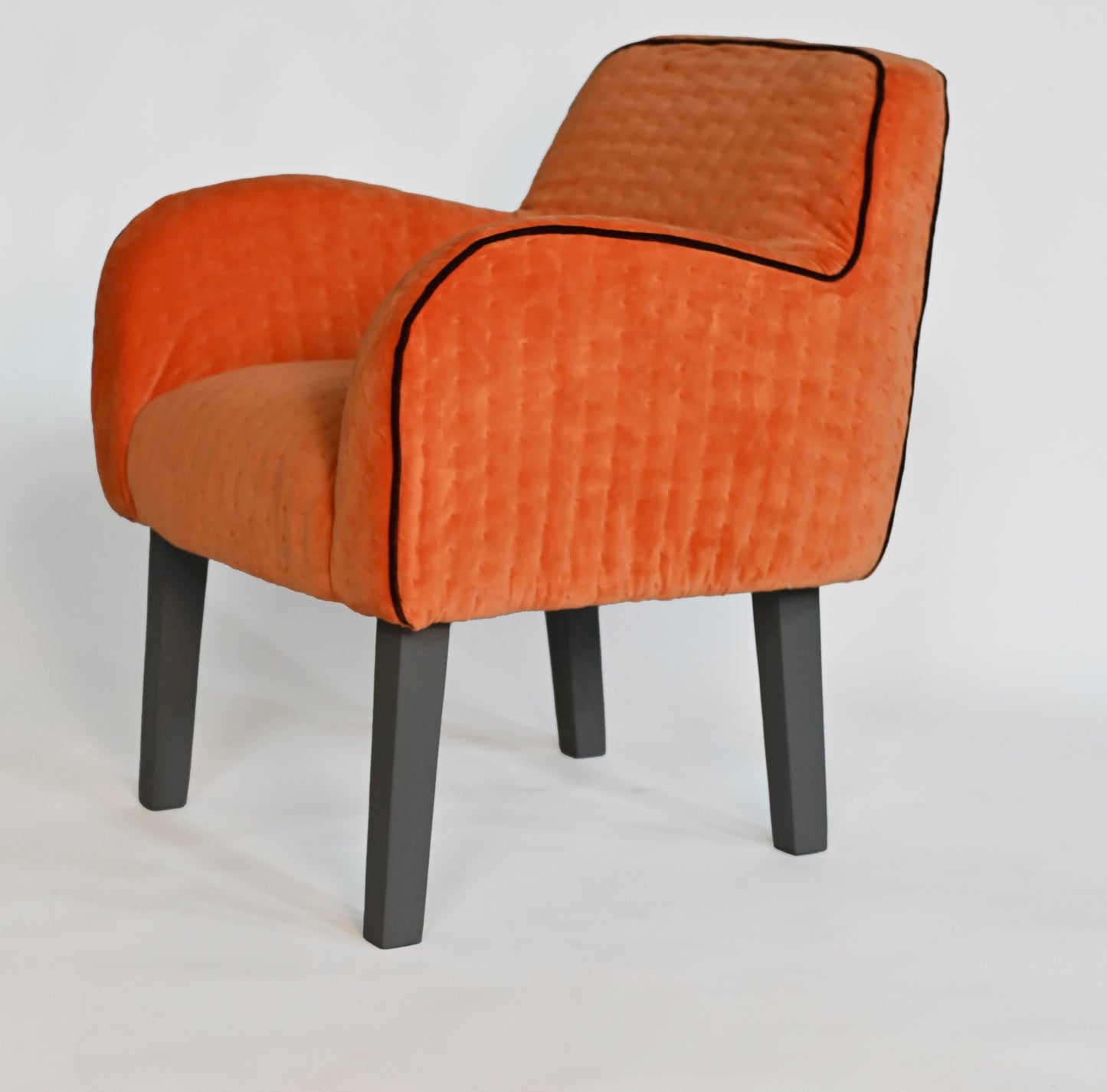 PADDED VELVET DINING CHAIR - ORANGE